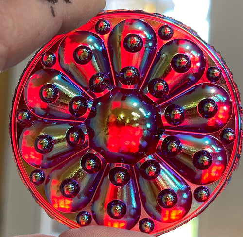 65mm dark red iridescent wheel jewel