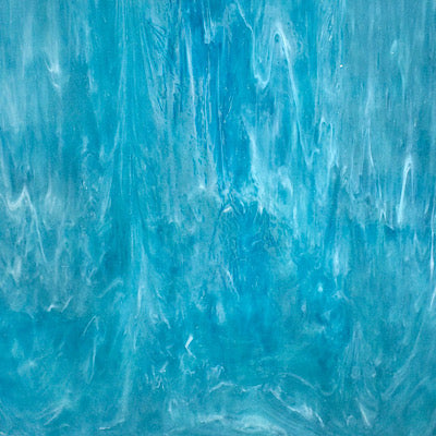 AG145 artisan glass teal blue with white 12 x 15