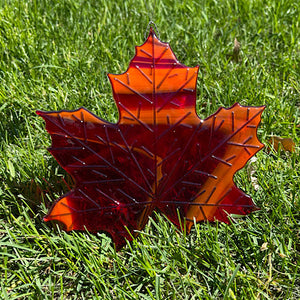 Maple leaf stained glass suncatcher