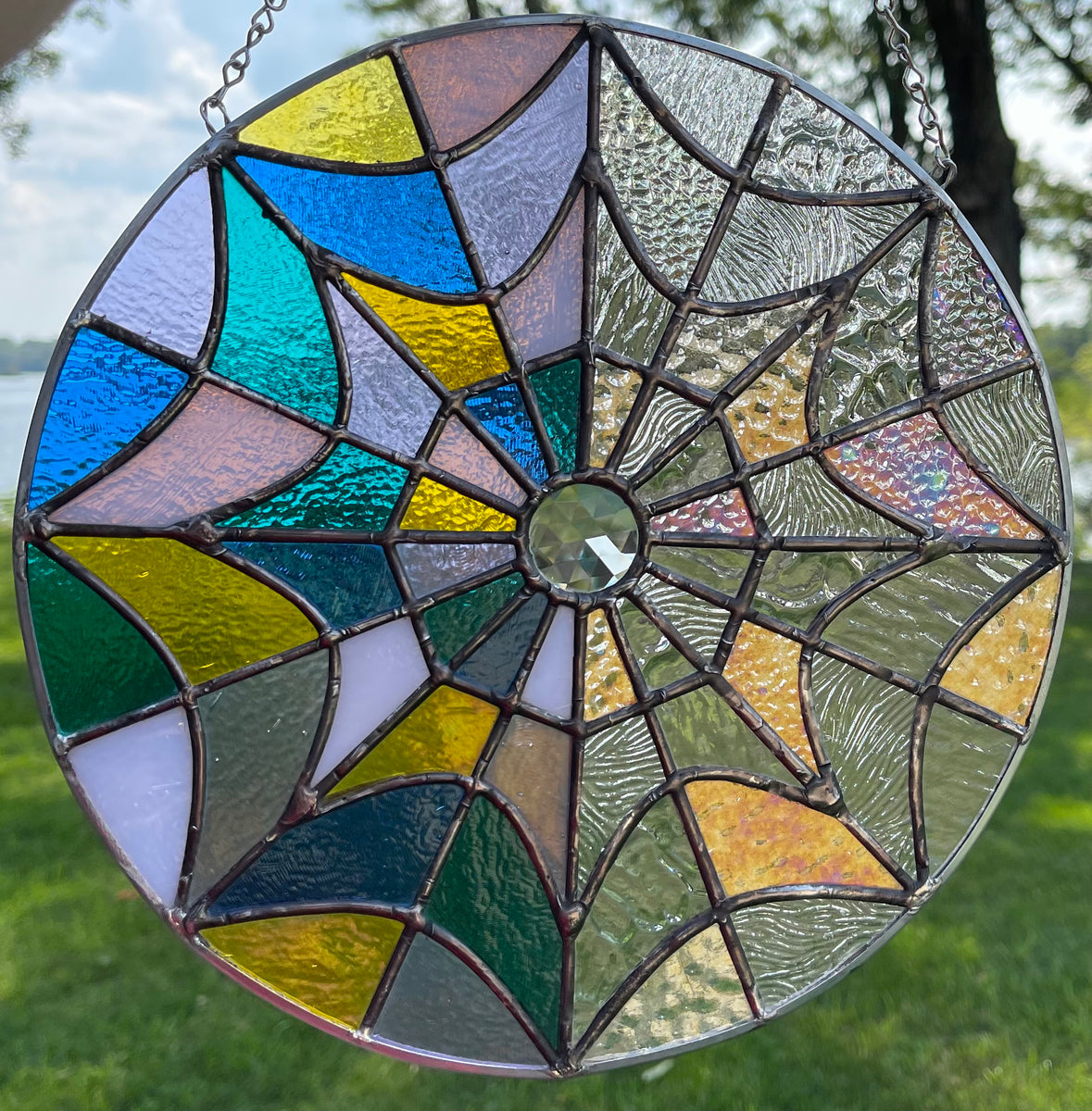 Tiny web project, 10” diameter precut glass kit with pattern River
