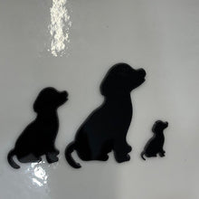Load image into Gallery viewer, pre-cut sitting puppy, oceanside black 96 COE, 3 sizes available