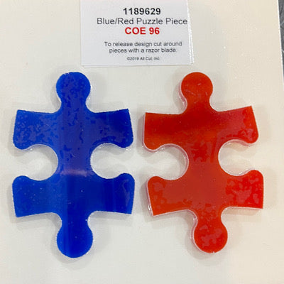 puzzle piece blue/red fusible pre-cut, 2 pack 96 COE