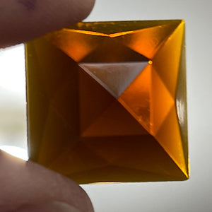 SALE:  20mm square dark amber faceted jewel