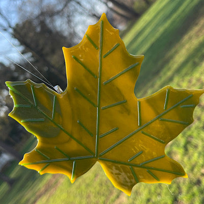 Spring maple leaf stained glass suncatcher