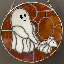 Load image into Gallery viewer, Boo! Midnight Stroll Pattern, 7.75&quot; diameter - Digital pattern (Ghost Walking Dog)