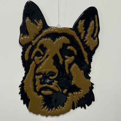 German Shepherd stained glass suncatcher