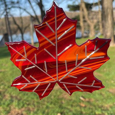 Maple leaf stained glass suncatcher