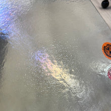 Load image into Gallery viewer, B102531 bullseye light orange striker rainbow iridescent 90 COE 8.75 x 10