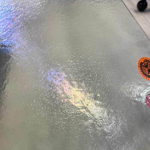 B102531 bullseye light orange striker rainbow iridescent 90 COE 8.75 x 10