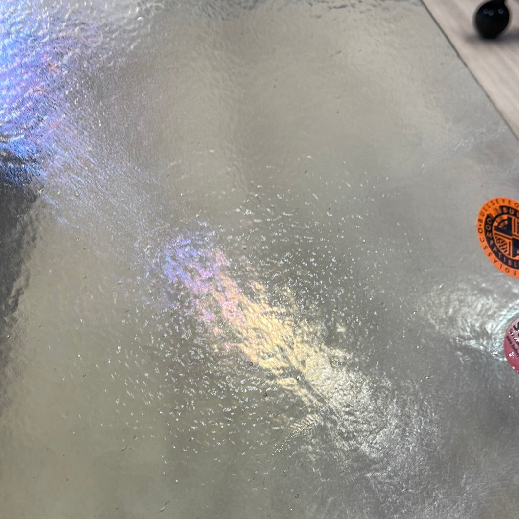 B102531 bullseye light orange striker rainbow iridescent 90 COE 8.75 x 10
