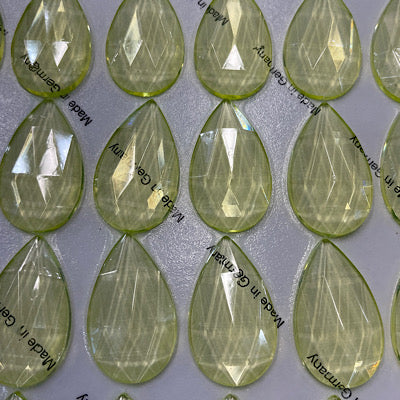 SALE: 40mm x 24mm yellow uranium teardrop faceted jewel