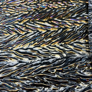 B010025 bullseye black opal herringbone rainbow iridescent 90 COE
