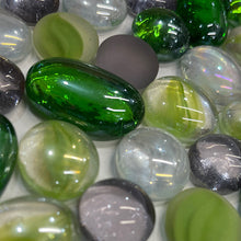 Load image into Gallery viewer, NEW: Unique mix of violet, greens, clear/pale green, white/clear nuggets in random sizes, 16oz