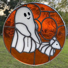 Load image into Gallery viewer, Boo! Midnight Stroll Pattern, 7.75&quot; diameter - Digital pattern (Ghost Walking Dog)
