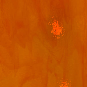 B002530 bullseye tangerine orange opalescent double rolled 90 COE 8.5 x 10