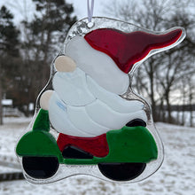 Load image into Gallery viewer, Santa on a Scooter stained glass suncatcher