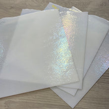 Load image into Gallery viewer, B011351 bullseye white opal rainbow iridescent thin 90 COE 8.5 x 10m