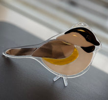 Load image into Gallery viewer, Chickadee stained glass suncatcher