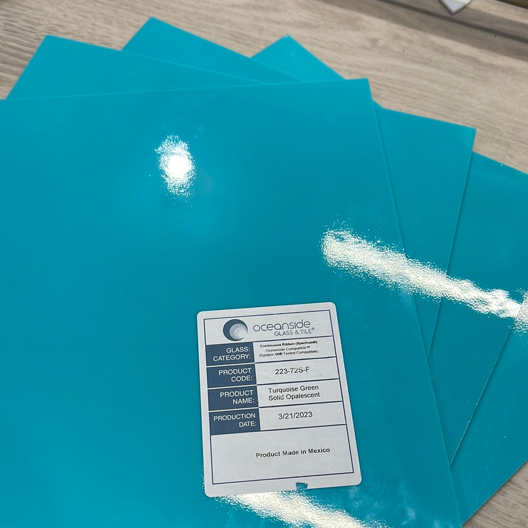 OGT22372SF Oceanside turquoise green opal 96 COE 12 x 12