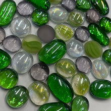 Load image into Gallery viewer, NEW: Unique mix of violet, greens, clear/pale green, white/clear nuggets in random sizes, 16oz
