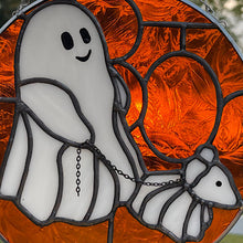 Load image into Gallery viewer, Boo! Midnight Stroll Pattern, 7.75&quot; diameter - Digital pattern (Ghost Walking Dog)