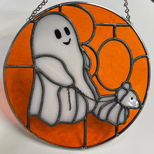 Load image into Gallery viewer, Boo! Midnight Stroll Pattern, 7.75&quot; diameter - Digital pattern (Ghost Walking Dog)