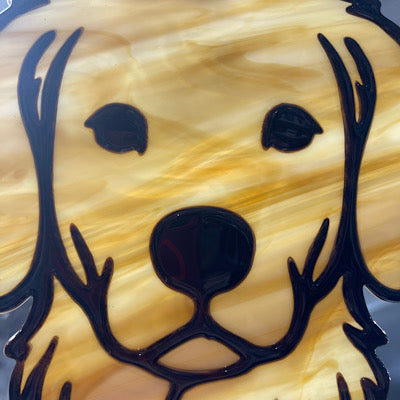 Golden Retriever stained glass suncatcher