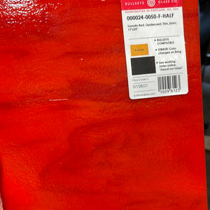 B002450 bullseye tomato red thin 90 COE 8.75 x 10