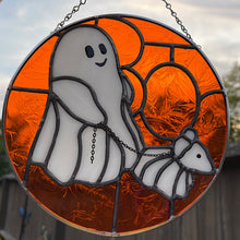 Load image into Gallery viewer, Boo! Midnight Stroll Pattern, 7.75&quot; diameter - Digital pattern (Ghost Walking Dog)