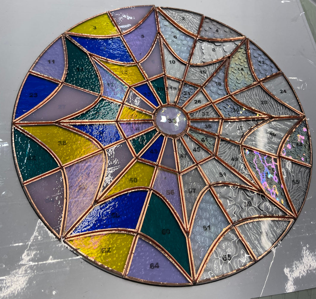 Tiny web project, 10” diameter pre-cut glass kit with pattern