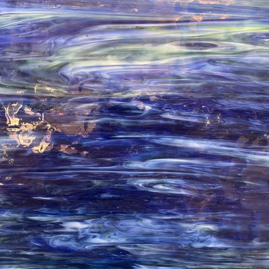 AG100 artisan glass blue, green, white mottled 12 x 15