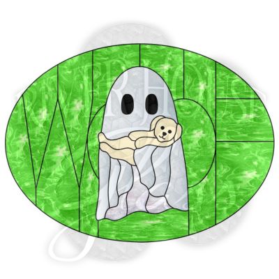 WOOF! Ghost Holding Dog Pattern, 10
