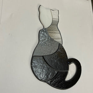 pre-cut multi-color gray cat for copper foil, 90 COE (may be made to order, please allow 1 week to ship)