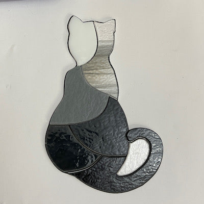 pre-cut multi-color gray cat for copper foil, 90 COE (may be made to order, please allow 1 week to ship)