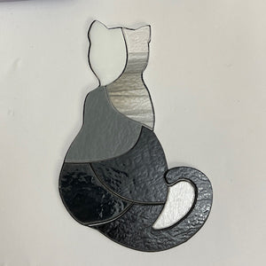 pre-cut multi-color gray cat for copper foil, 90 COE (may be made to order, please allow 1 week to ship)