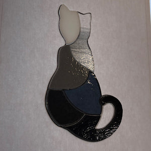 pre-cut multi-color gray cat for copper foil, 90 COE (may be made to order, please allow 1 week to ship)