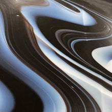 Load image into Gallery viewer, O300596 oceanside opalart licorice swirl 96 COE 12 x 12