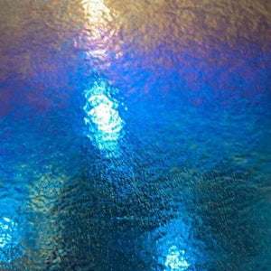 B110831 bullseye aquamarine blue iridescent 90 COE 8.75 x 10