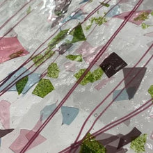 Load image into Gallery viewer, B4128 bullseye deep pink, plum, spring green, aqua with pink streamers on clear 90 COE 8.5 x 10