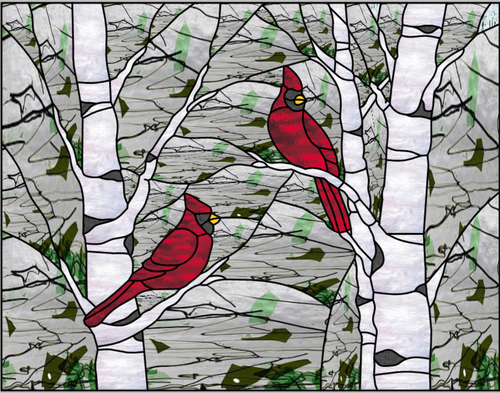 New vinyl cut patterns! Cardinals in the Spring pattern by Ladybug Stained Glass (copyrighted)