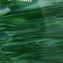 Load image into Gallery viewer, O3276S oceanside dark green/white wispy 96 COE 12 x 12