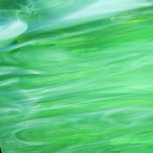 Load image into Gallery viewer, O3276S oceanside dark green/white wispy 96 COE 12 x 12