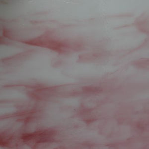 B230530 bullseye white opal, salmon pink opal 90 COE 8.75 x 10