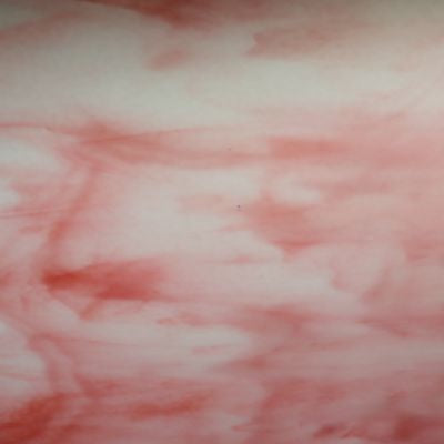 B230530 bullseye white opal, salmon pink opal 90 COE 8.75 x 10