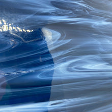 Load image into Gallery viewer, O83896S oceanside navy blue/white wispy 96 COE 12 x 12