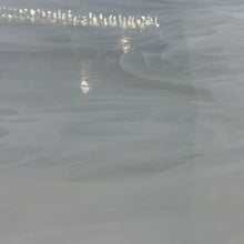 Load image into Gallery viewer, O309S oceanside clear/white wispy 96 COE 12 x 16 (translucent)