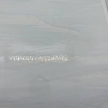 Load image into Gallery viewer, O309S oceanside clear/white wispy 96 COE 12 x 16 (translucent)