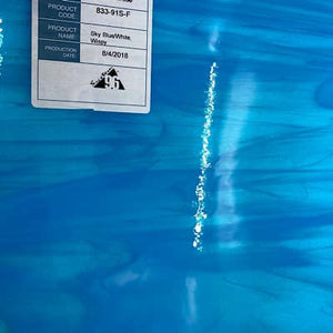 O83391S oceanside sky blue/white wispy 96 COE 12 x 12