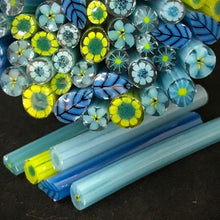 Load image into Gallery viewer, Blue bouquet 96 COE millefiore sticks