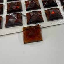 Load image into Gallery viewer, 18mm square dark amber faceted jewel